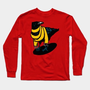 Big Yellow Scarfed Crow Long Sleeve T-Shirt